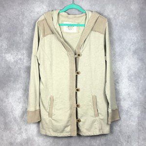 Natural Reflections Hooded Sweater Jacket Button up Pockets Cotton Plus Size 1X